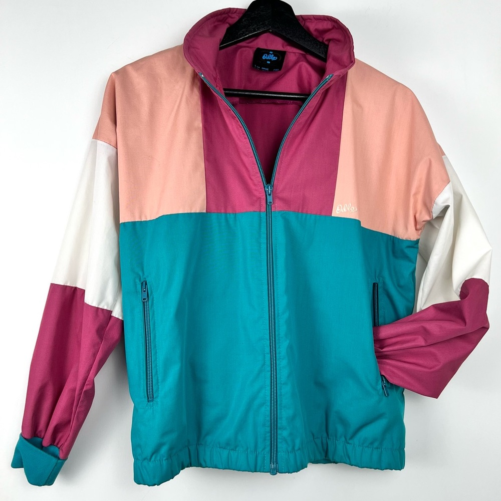 Vintage Y2K 80s Odlo Norway Color Block 80s Windbreaker Jacket sz S Cotton Retro